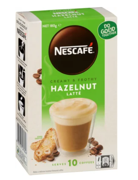 Nescafe Hazelnut Latte Coffee Sachets 10pk