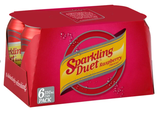 Schweppes Sparkling Duet Raspberry Soft Drink Cans 6 x 330ml