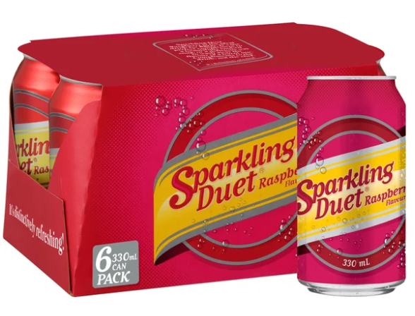 Schweppes Sparkling Duet Raspberry Soft Drink Cans 6 x 330ml