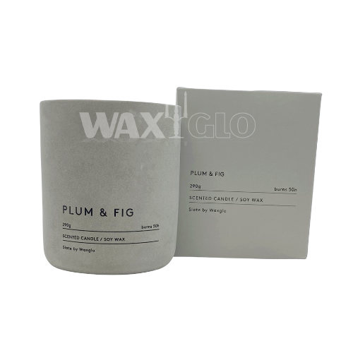 290g Soy Wax Candle in Slate Vessel - Plum & Fig