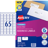 Avery Label L7651-100 White 38.1x21.2mm 65up 100 Sheets - Cafe Supply