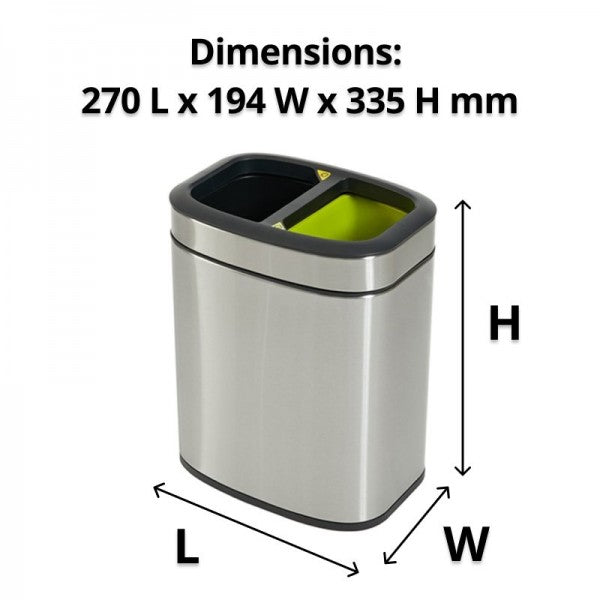 10L Rectangular S/S Silver Recycling Bin