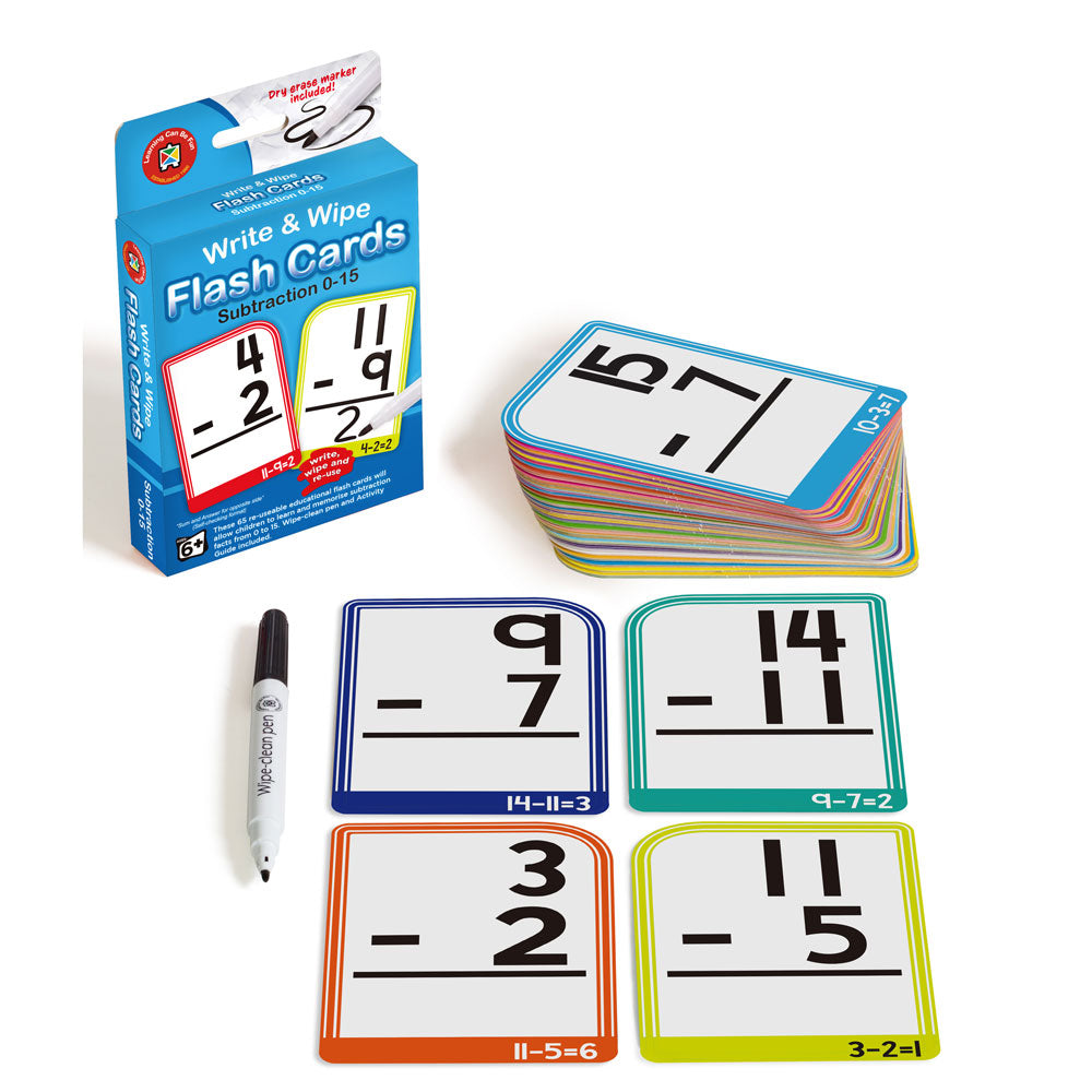 LCBF Write & Wipe Flashcards Subtraction w/Marker