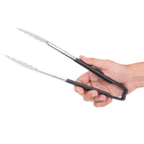 12-inch stainless steel one-piece scalloped tongs with black Kool-Touch® handle