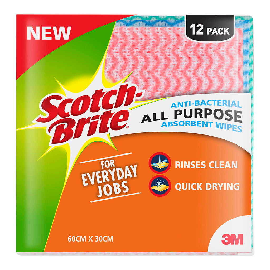 Scotch-Brite Antibacterial All Purpose Wipes, Pack of 12