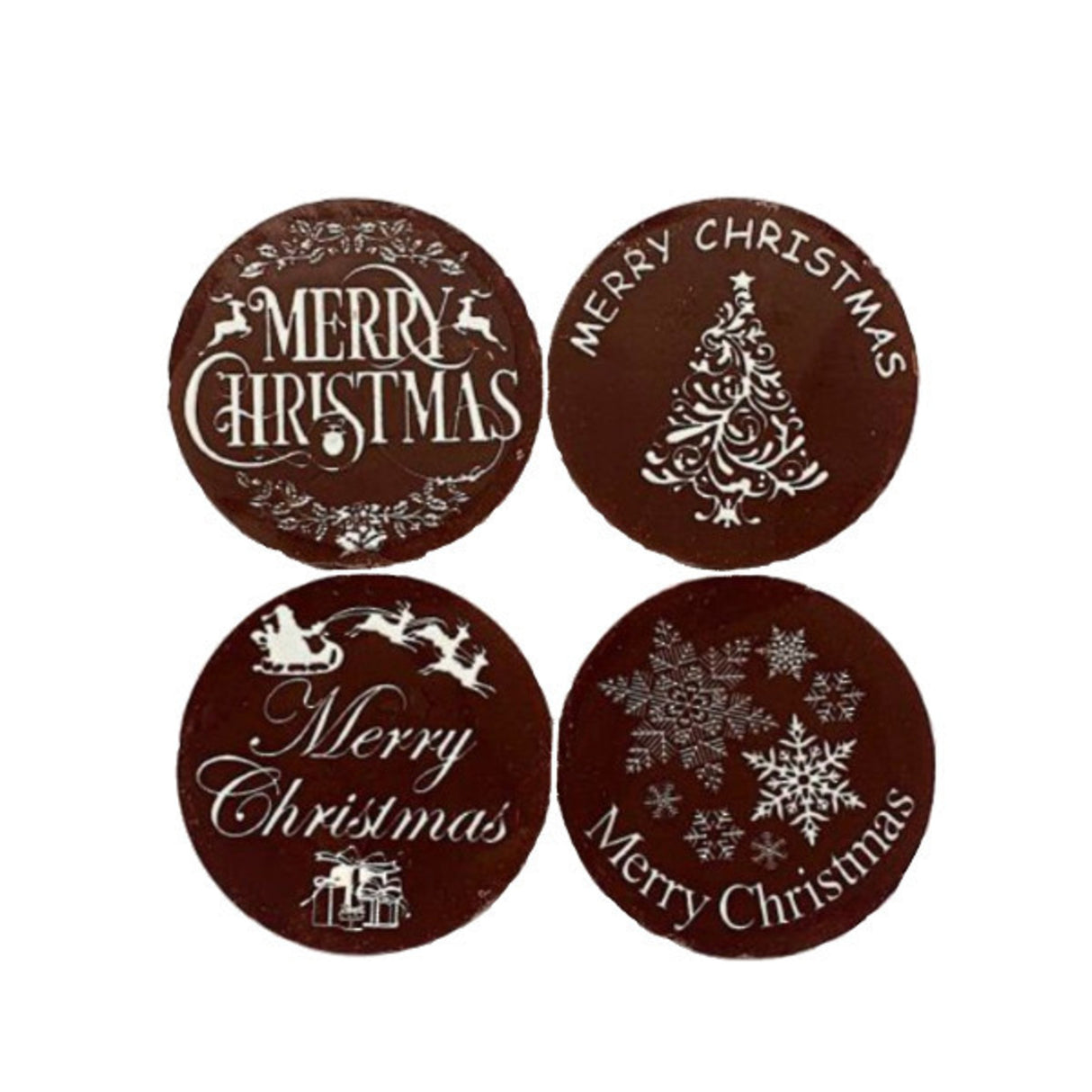 Chocolate Dark "Christmas Assorted" Round 50mm