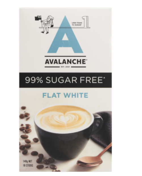 Avalanche 99% Sugar Free Flat White Coffee Sticks 10 x 14g