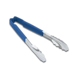 12-inch stainless steel one-piece scalloped tongs with blue Kool-Touch® handle