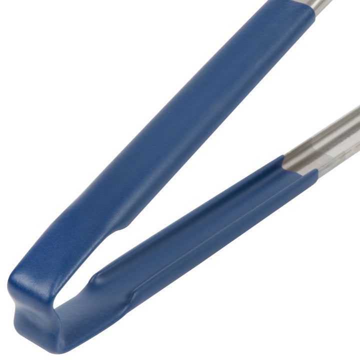 12-inch stainless steel one-piece scalloped tongs with blue Kool-Touch® handle