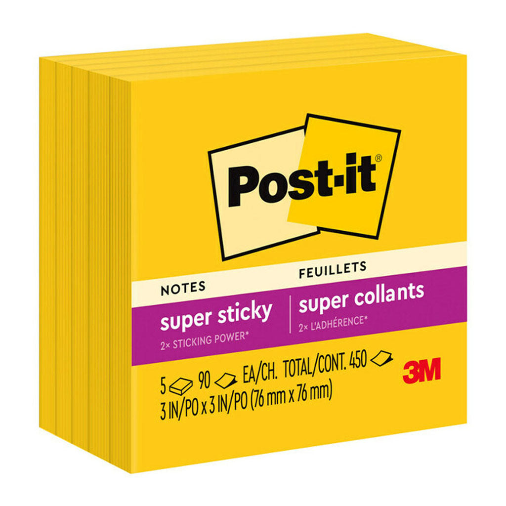 Post-it Super Sticky Notes 654-5SSY 76x76mm Yellow, Pack of 5