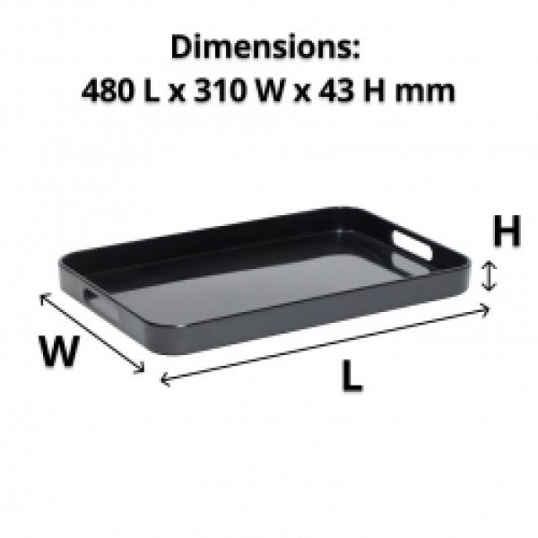 Large Black Melamine Tray with Handles