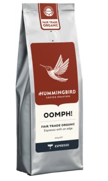 Hummingbird Oomph! Fair Trade Organic Fresh Espresso Grind Coffee 200g