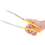 12-inch stainless steel one-piece scalloped tongs with yellow Kool-Touch® handle