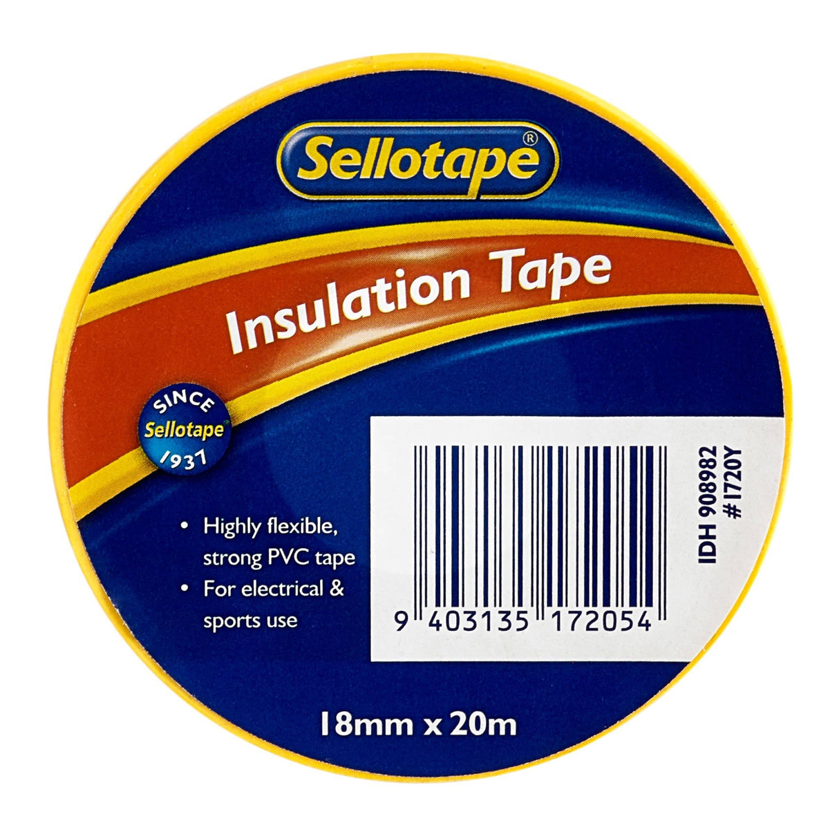 Sellotape 1720Y Insulation Yellow 18mmx20m - Cafe Supply