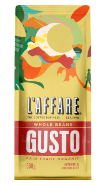 L'affare Gusto Fair Trade Organic Whole Beans Coffee 500g