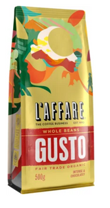 L'affare Gusto Fair Trade Organic Whole Beans Coffee 500g