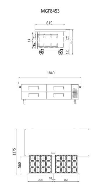 CHEF BASE 4 DRAWERS 1840 MM FRIDGE MGF8453 - Cafe Supply