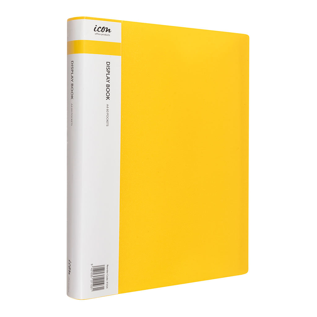 Icon Display Book A4 with Insert Spine 60 Pocket Yellow