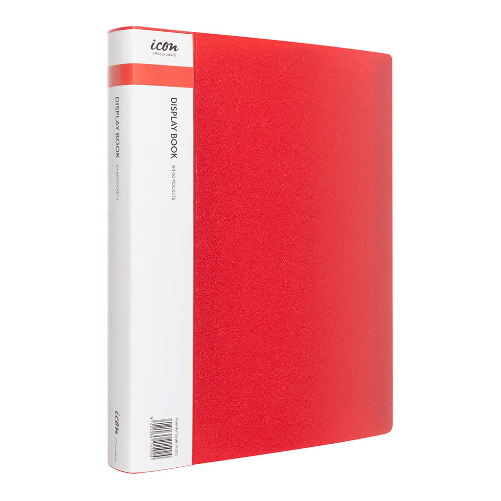 Icon Display Book A4 with Insert Spine 60 Pocket Red