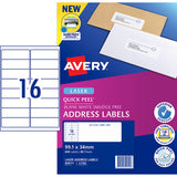 Avery Quick Peel Address Labels L7162 White 99.1x34 16up 40 Sheets - Cafe Supply