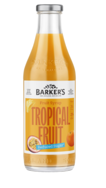 Barker's Tropical Reduced Sugar Fruit Syrup 710ml