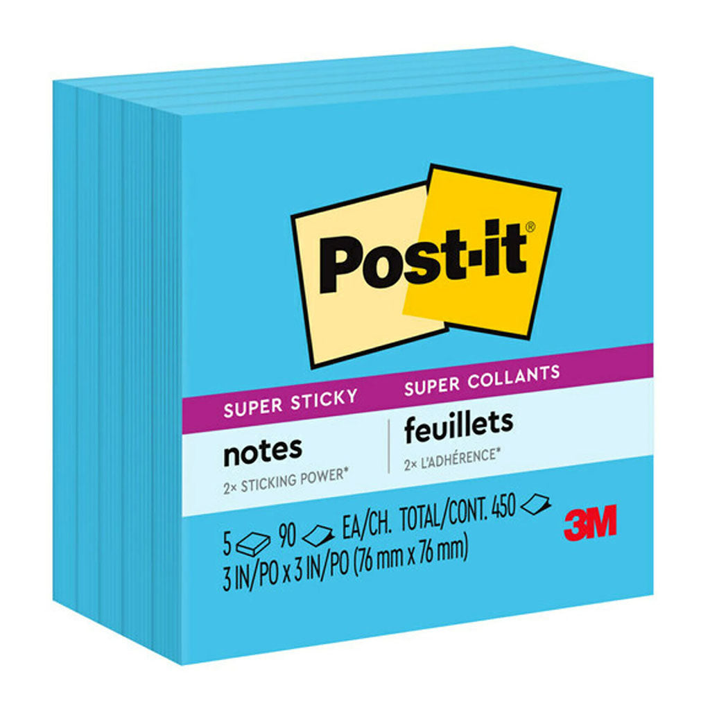 Post-it Super Sticky Notes 654-5SSBE 76x76mm Electric Blue, Pack of 5