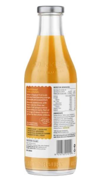 Barker's Tropical Reduced Sugar Fruit Syrup 710ml