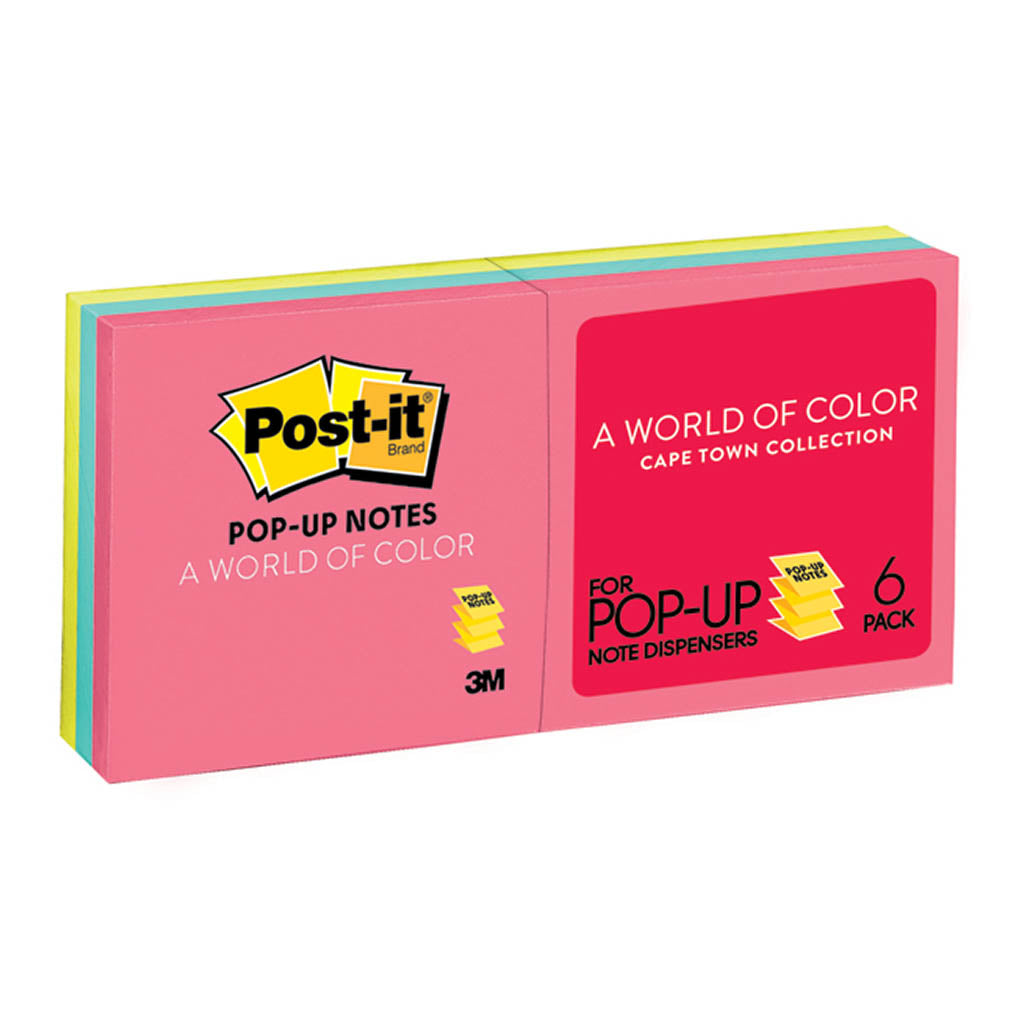 Post-it Pop Up Notes R330-AN 76x76mm Poptimistic (Cape Town), Pack of 6