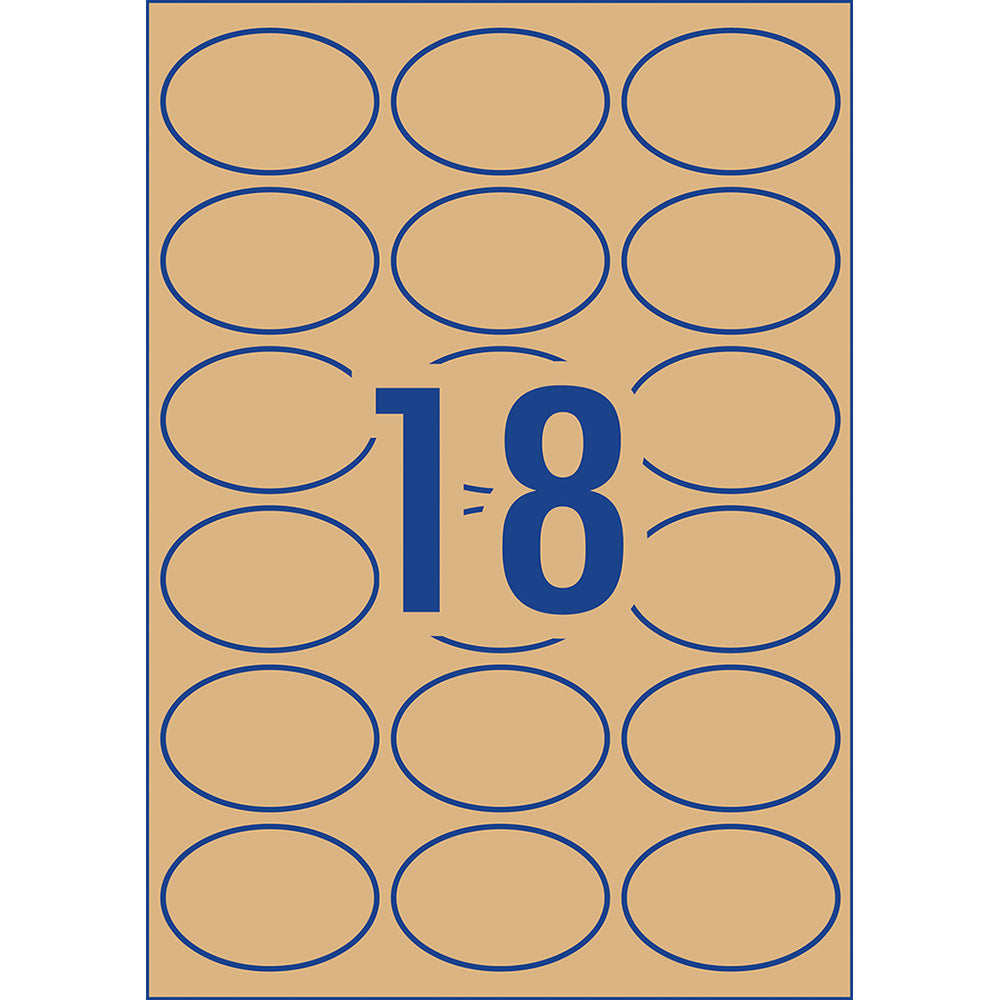 Avery Label L7103 Oval Kraft 18up 15 Sheets 63x42mm - Cafe Supply