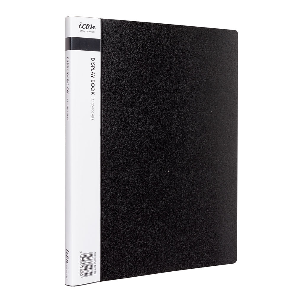 Icon Display Book A4 with Insert Spine 20 Pocket Black