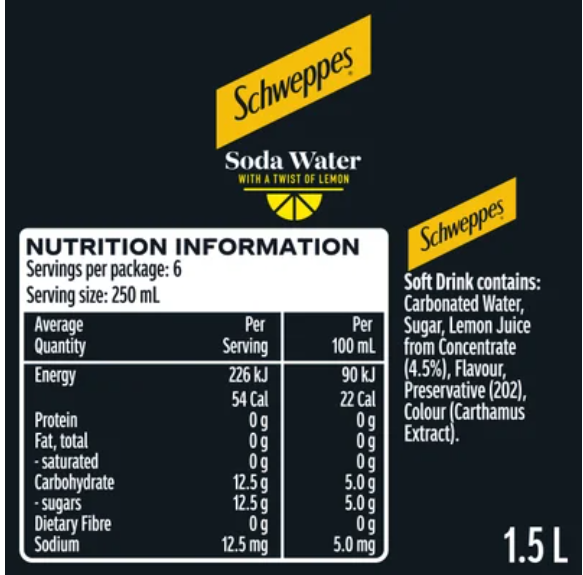 Schweppes Soda Water With A Twist Of Lemon 1.5l