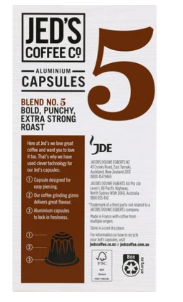 Jed's Coffee Co. #5 Extra Strong Coffee Capsules 10pk