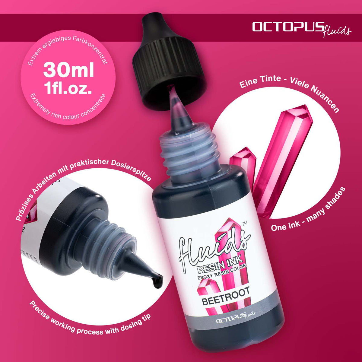 Octopus Fluids Resin Ink Beetroot Red 30ml