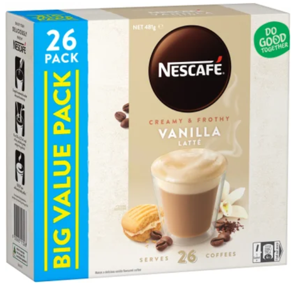 Nescafe Vanilla Latte Coffee Sachets Value Pack 26pk