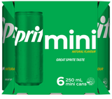 Sprite Natural Flavour Soft Drink Mini Cans 6 x 250ml