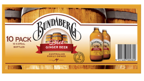 Bundaberg Diet Ginger Beer 10 x 375ml