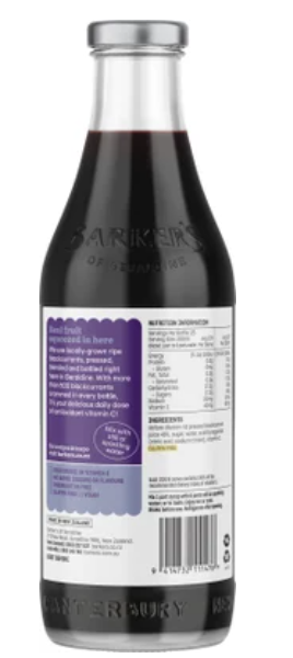 Barker's New Zealand Blackcurrant Pressed Fruit Syrup 710ml