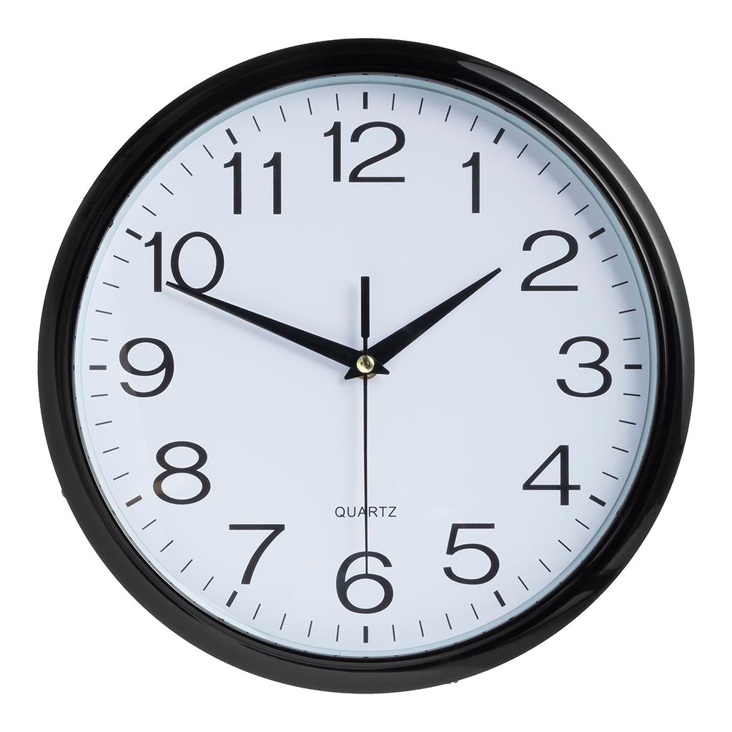 Italplast Quartz Wall Clock 30cm White, Black Trim