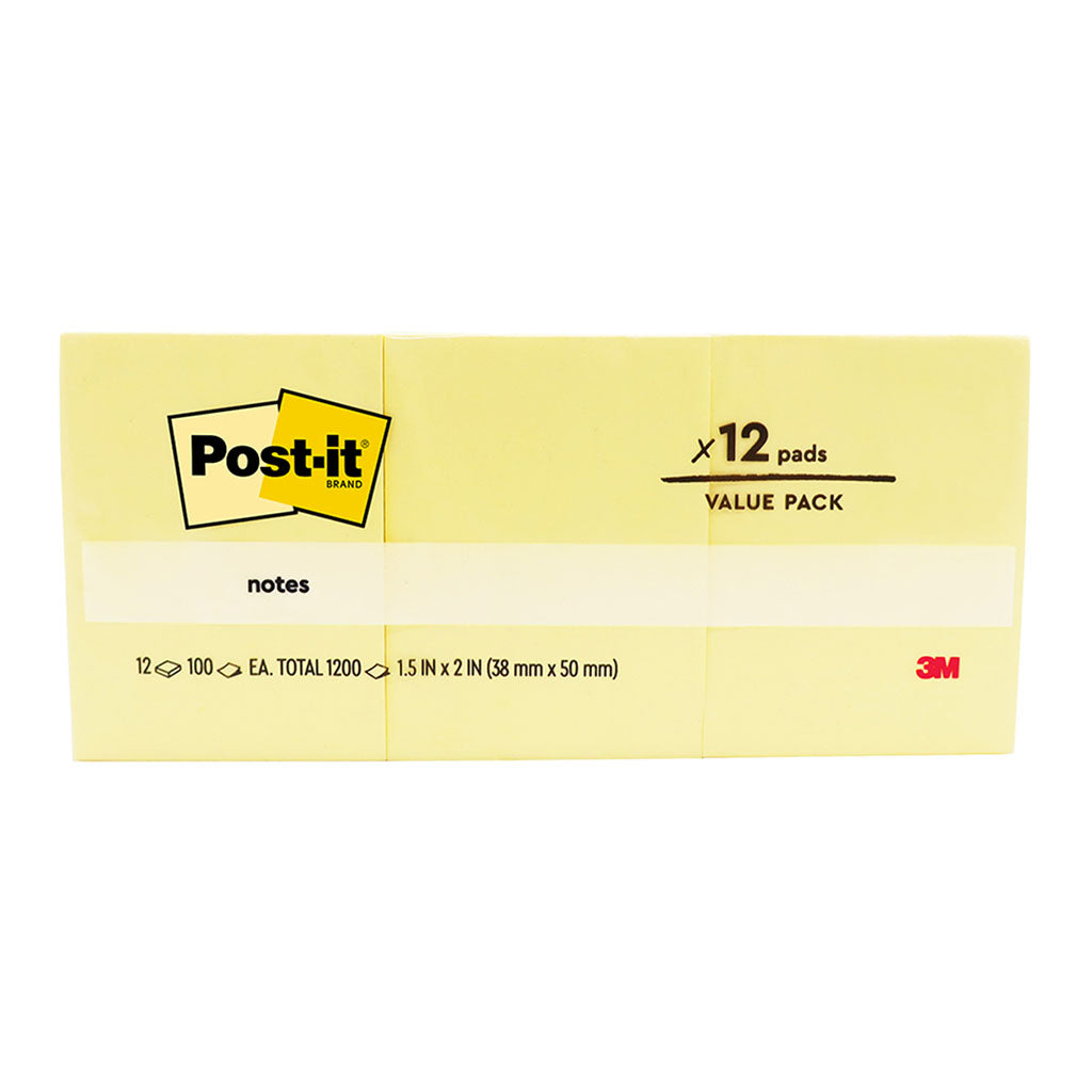 Post-it Notes 653-Y 38x50mm Yellow, Pack of 12