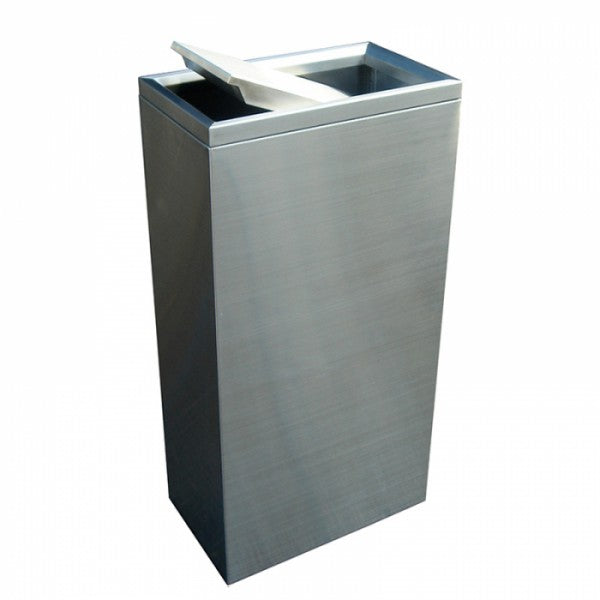 40L Rectangular S/S Swing Top Bin