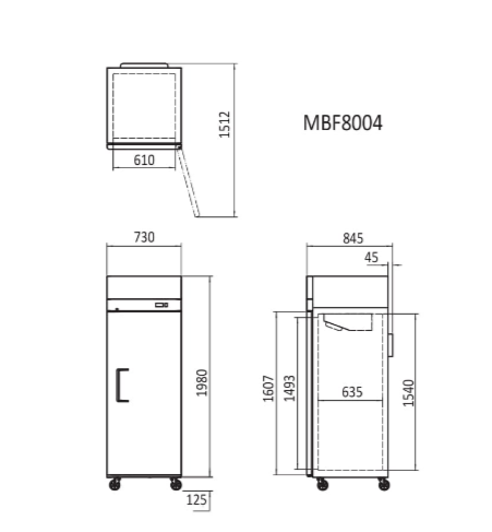 TOP MOUNTED 1 DOOR FRIDGE 730 MM MBF8004 - Cafe Supply