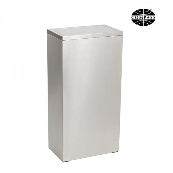 40L Rectangular S/S Swing Top Bin