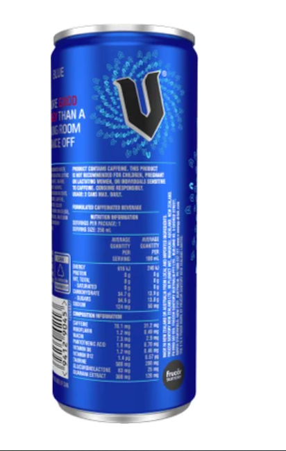 V Blue Guarana Energy Drink 250ml