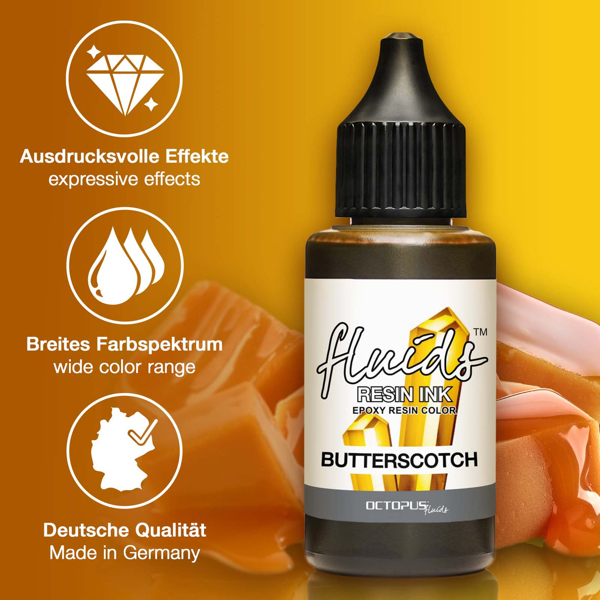 Octopus Fluids Resin Ink Butterscotch Yellow 30ml