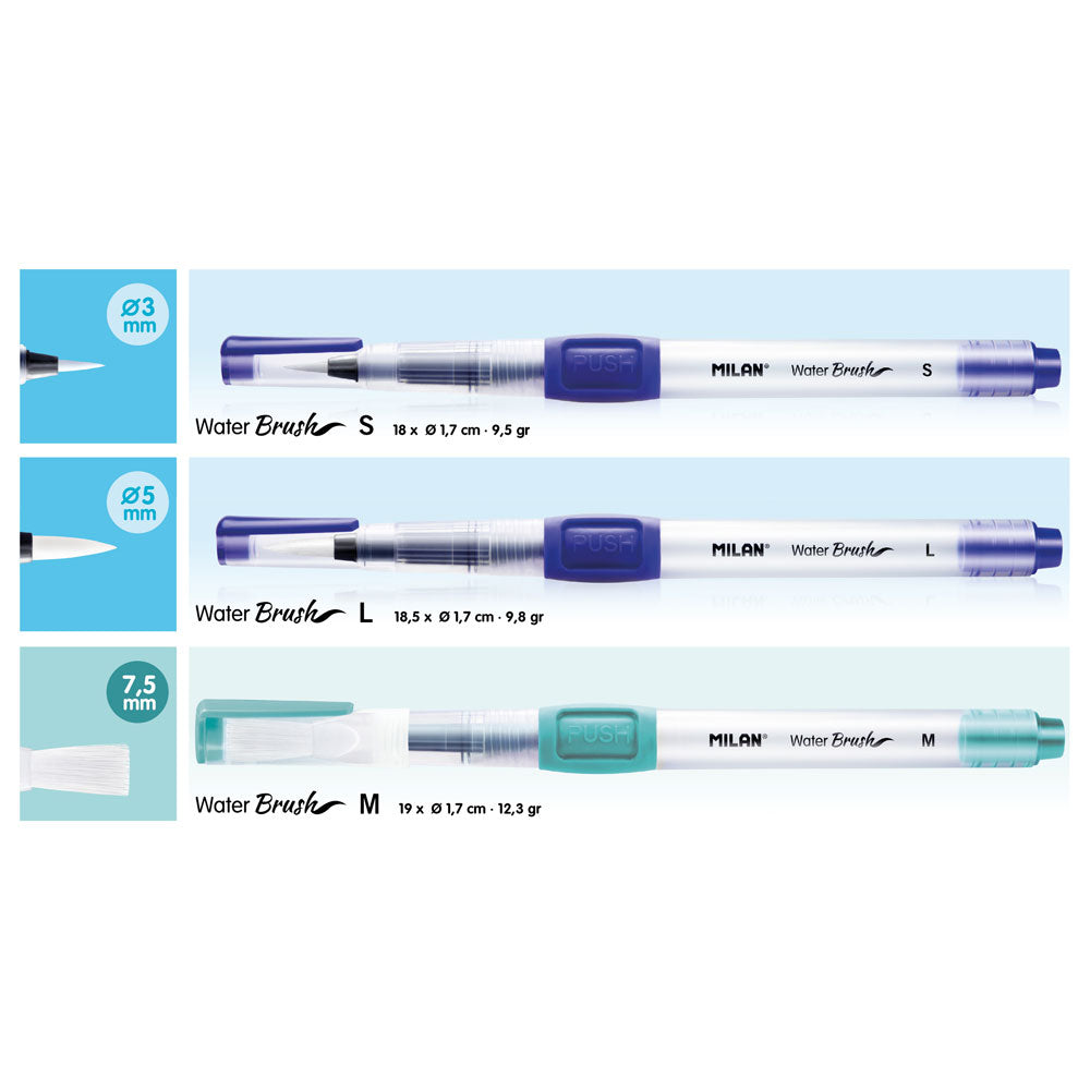 Milan Refillable Water Brush Set Pack 3