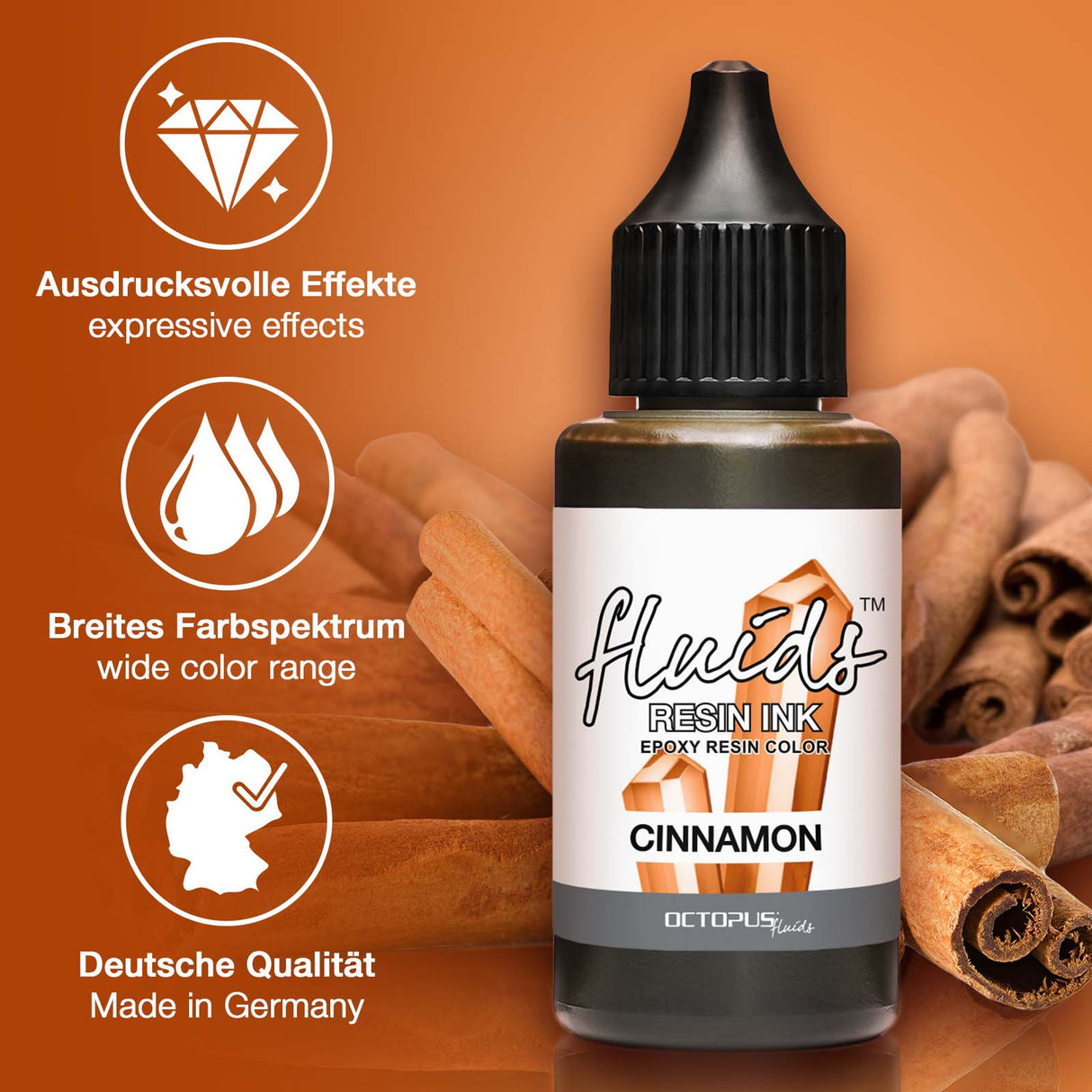 Octopus Fluids Resin Ink Cinnamon Brown 30ml