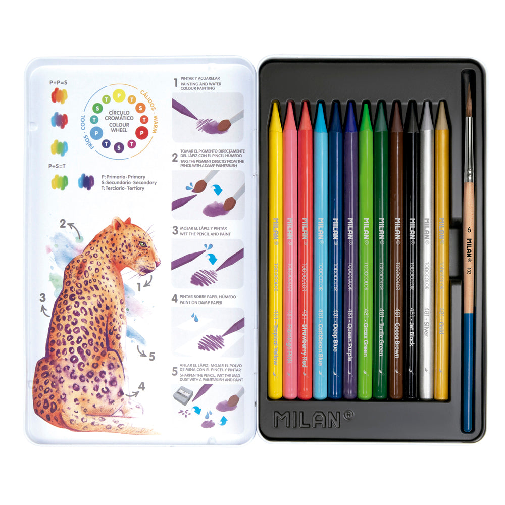 Milan Coloured Pencils Wood Free Water Soluble Set 13 Pieces