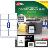 Avery Ultra Resistant ID Label L7914 White Laser 99.1x67.7mm 8up 10 Sheets - Cafe Supply