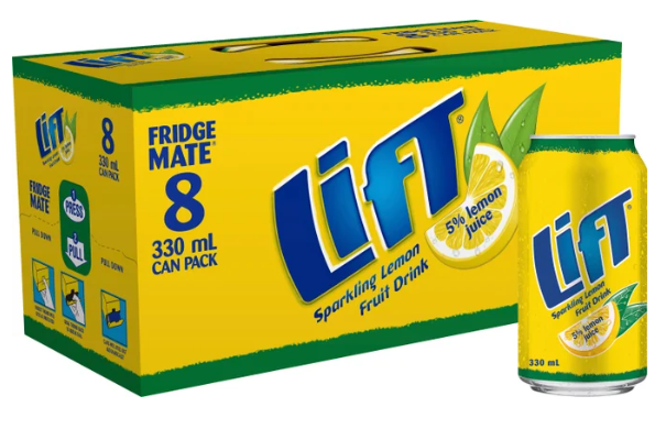 Lift Sparkling Lemon Fruit Drink Cans 8 x 330ml