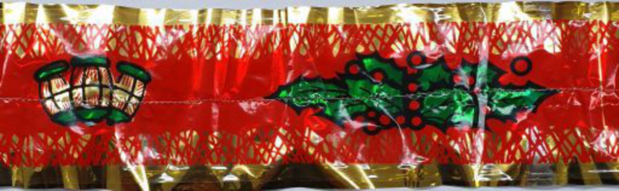 Green Holly/Lantern, Gold Band (7 Metre Roll, 76mm width)